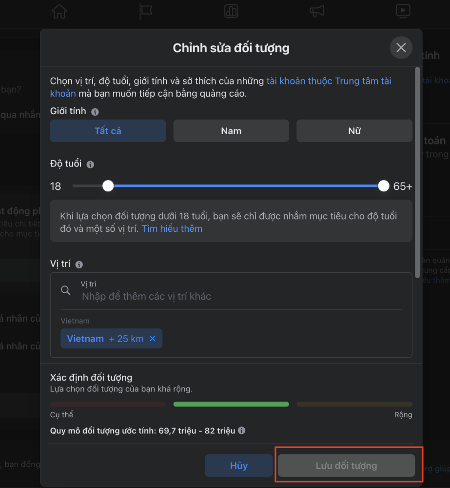 Chọn đối tượng mục tiêu xong ấn lưu