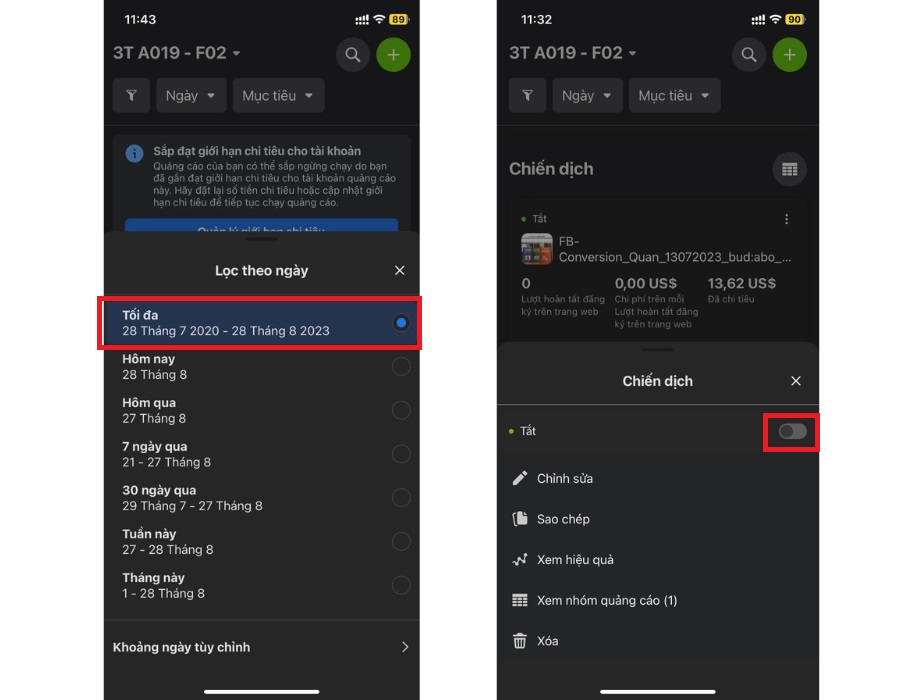 tắt quảng cáo Facebook Ads
