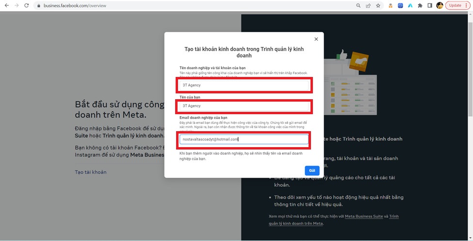 cách tạo tài khoản BM Facebook Ads