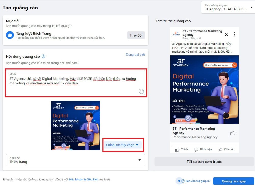 chạy quảng cáo tăng like fanpage