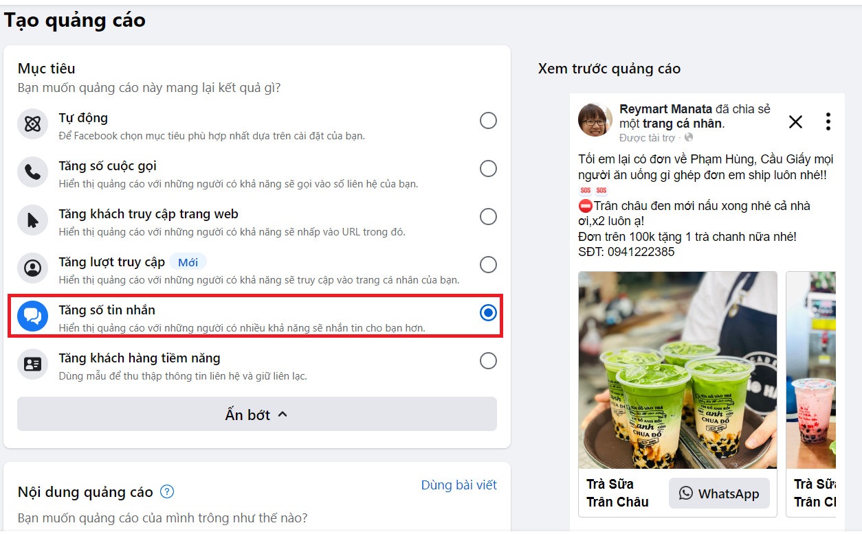 Chạy Quảng Cáo Tài Khoản Facebook Cá Nhân