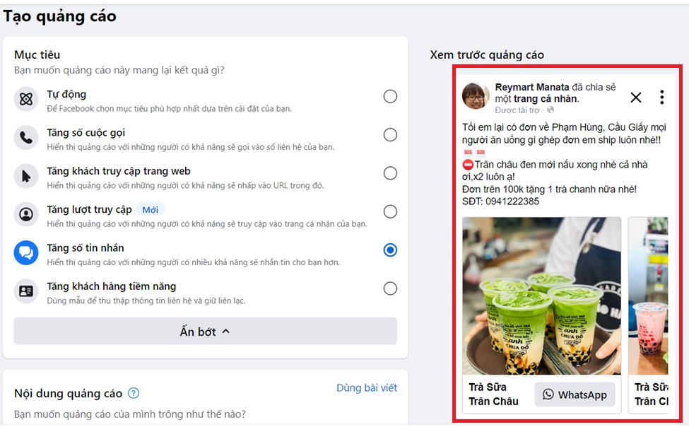 Chạy Quảng Cáo Tài Khoản Facebook Cá Nhân