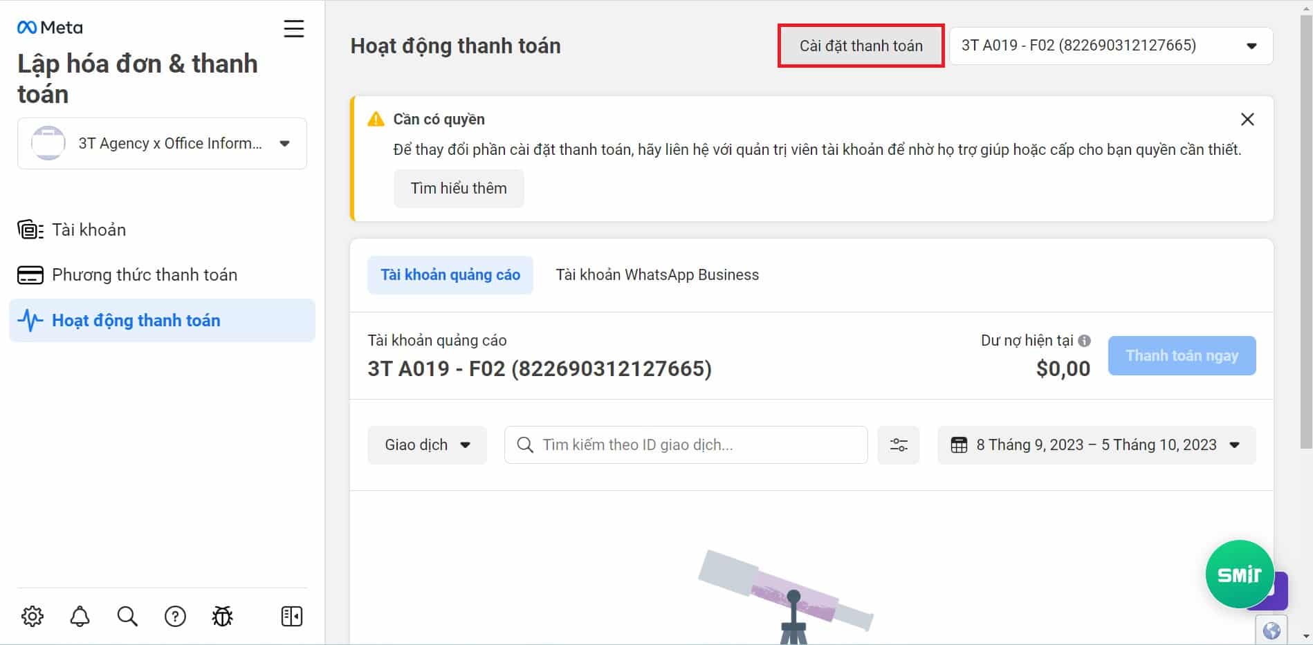 Ngưỡng thanh toán Facebook