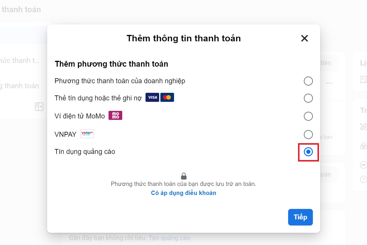 Mã Tín dụng quảng cáo Facebook
