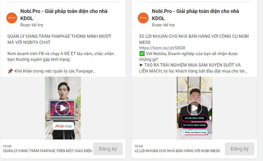Mẫu nội dung quảng cáo phần mềm của Nobi Pro